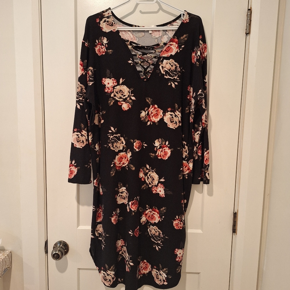 Stella Tweed Floral Dress, Super Soft & Stretchy, XL